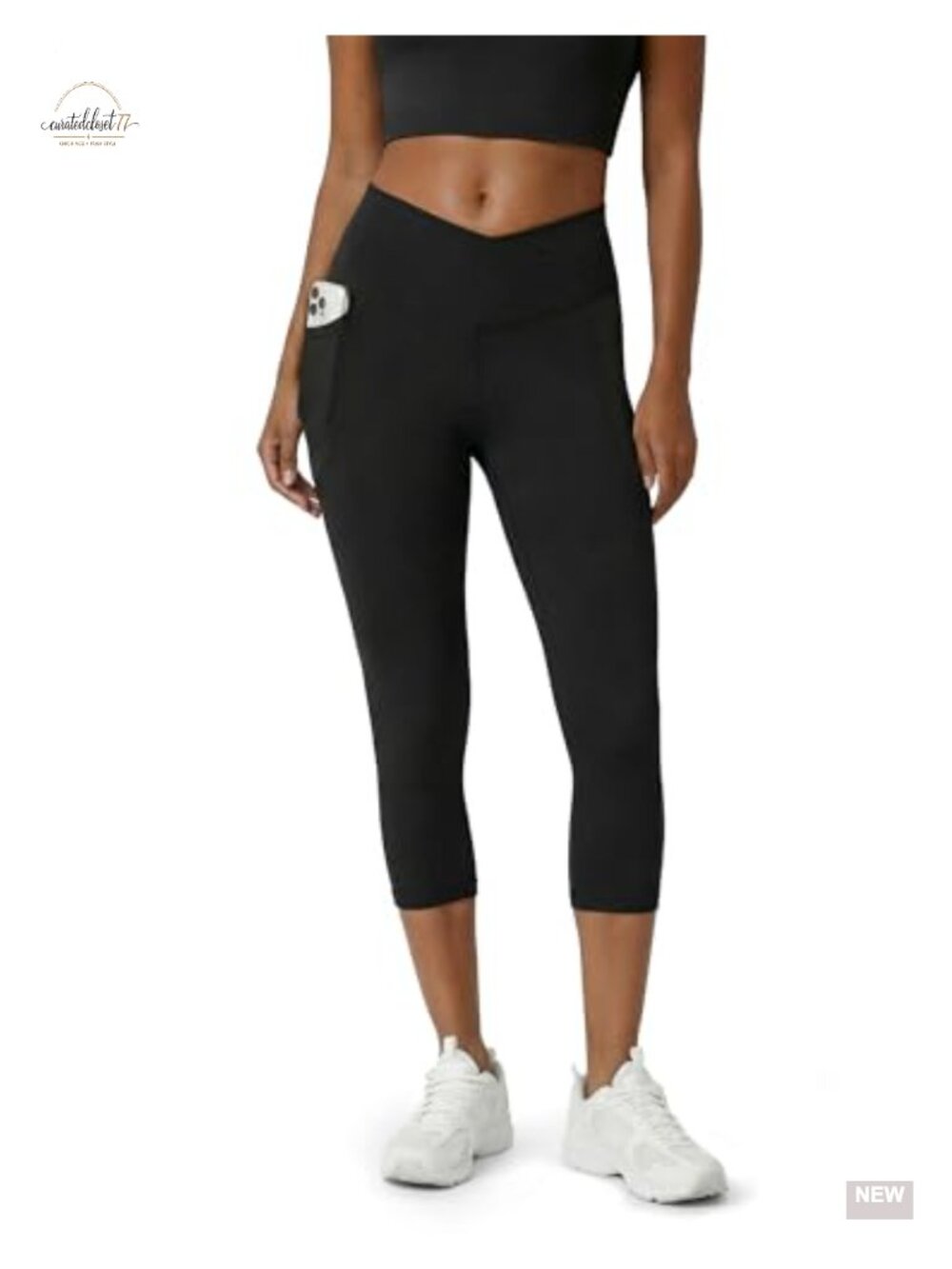 Crossover High Waisted Yoga Capri Leggings Nylon Spandex Activewear